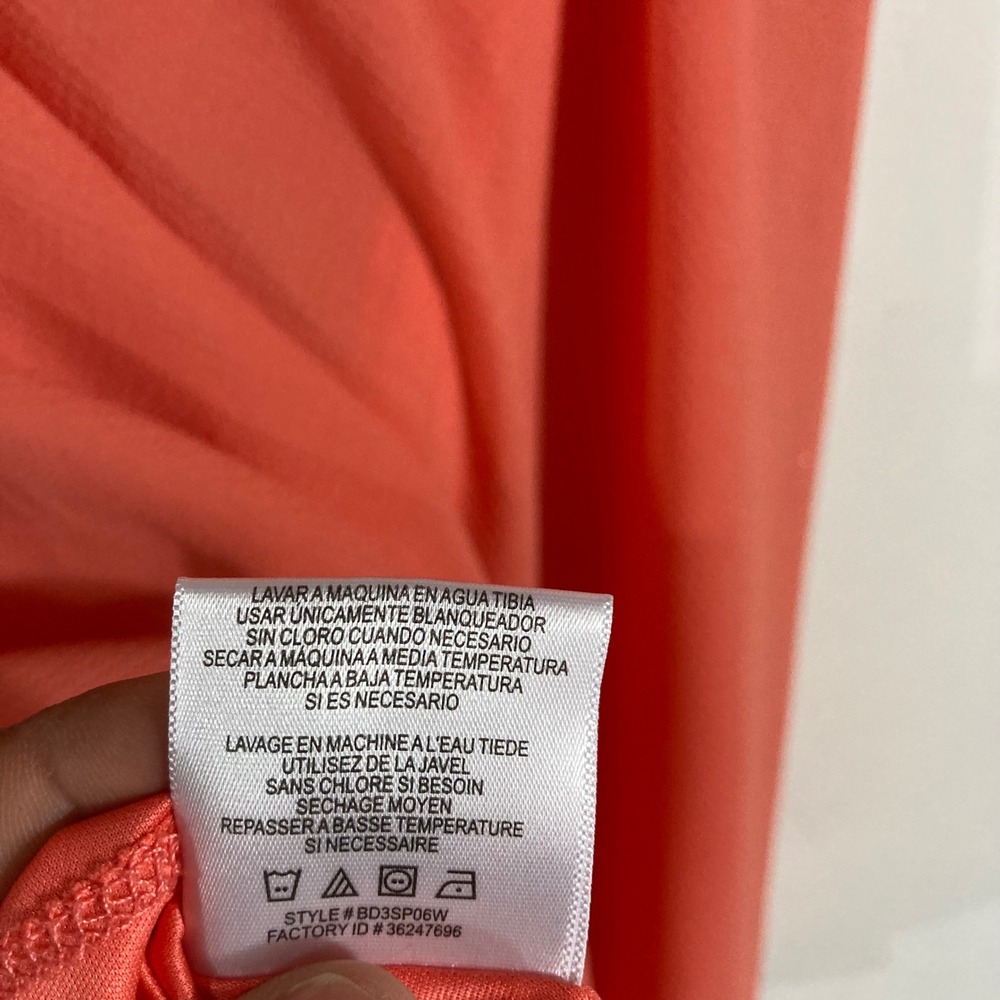BCBG Paris Tie Front Midi Dress Womens Medium Coral Pink Short Sleeve - Picture 11 of 12
